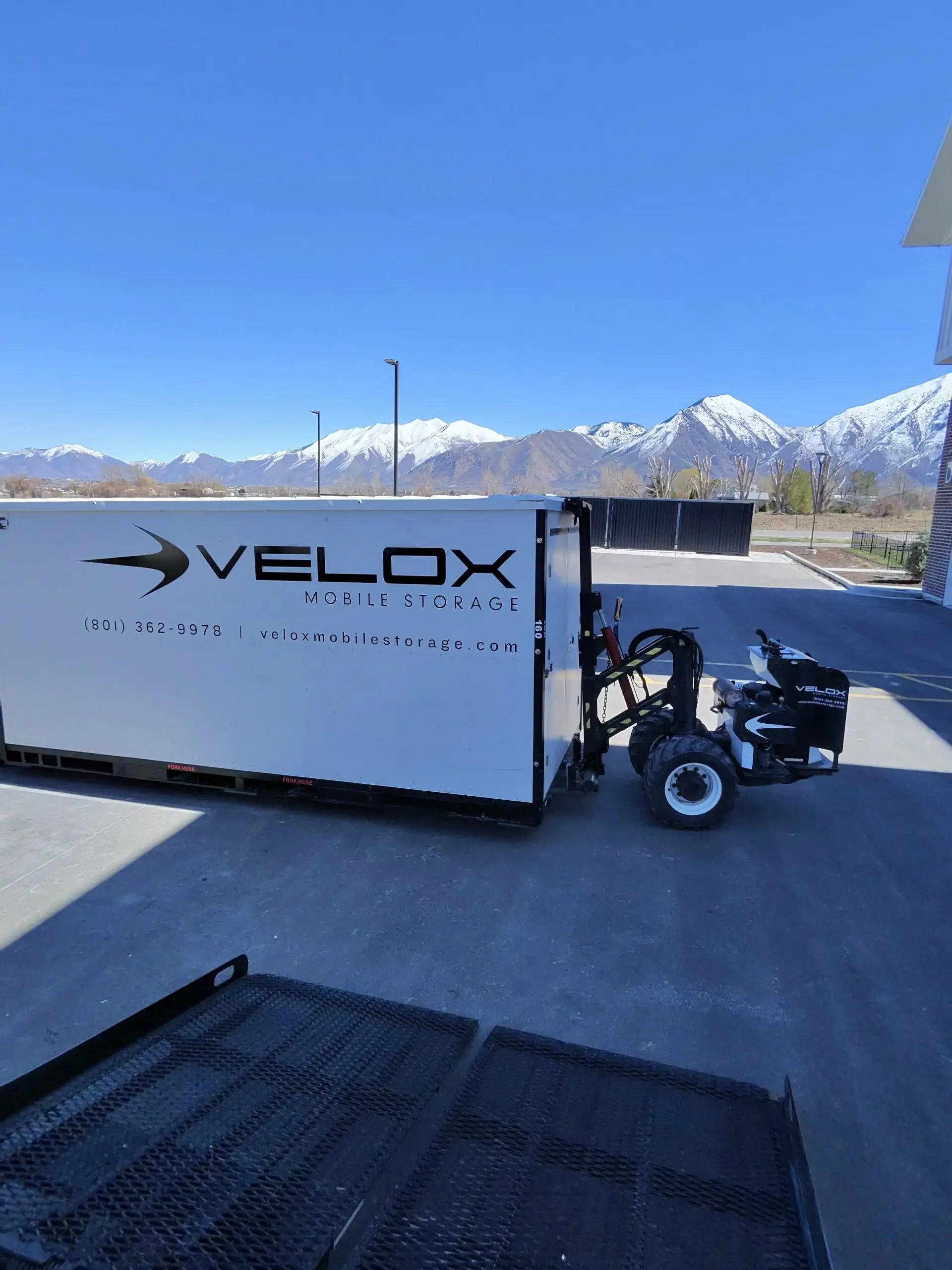 velox storage unit being delivered