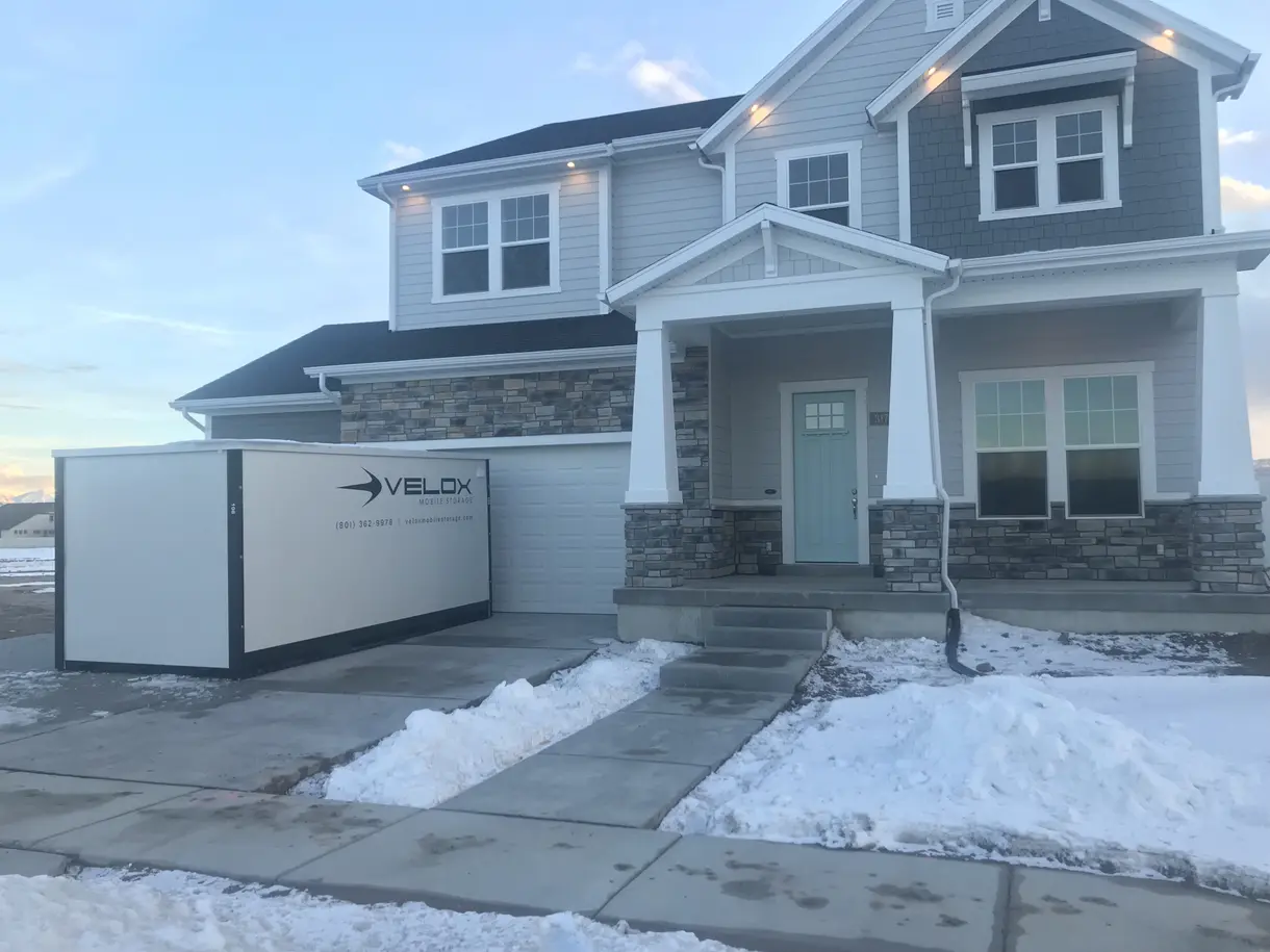 Velox portable storage container at a residential home